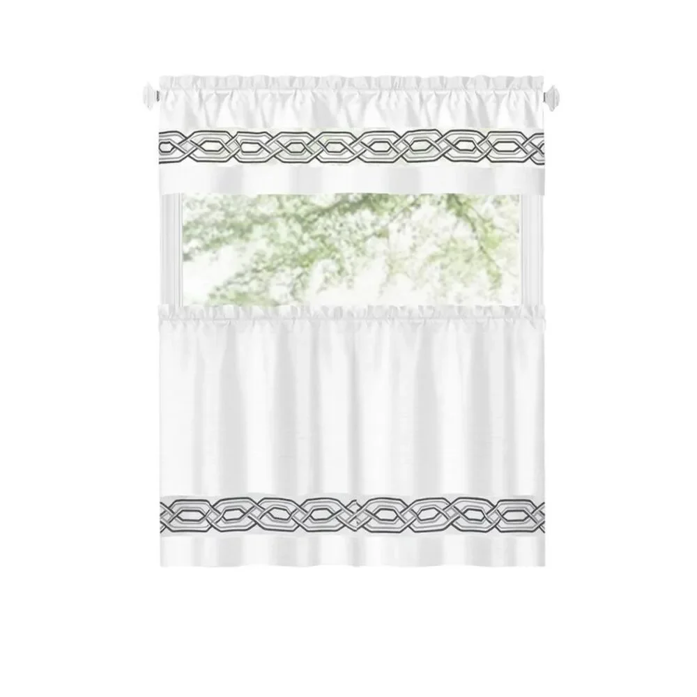 PowerSellerUSA Sleek & Clean Minimalist Embroidered Two-Tone Window Curtain